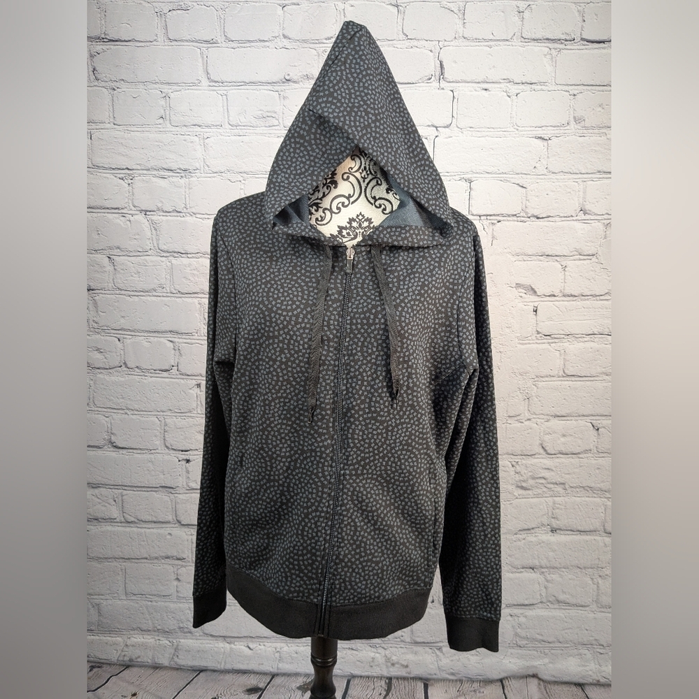 Danskin women stretch knit zip front hoodie size 2x pockets geo print bb05